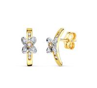 Boucled’oreille Bague de première communion en or bicolore 18 carats, 13 mm, ornée d'un papillon et de zirconiums cubiques.