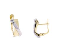 Boucled’oreille Bagues croisées unies en or bicolore 9 carats, 14 mm, avec détails en oxyde de zirconium
