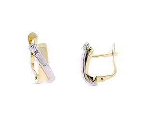 Boucled’oreille Bagues croisées unies en or bicolore 9 carats, 14 mm, avec détails en oxyde de zirconium