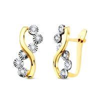 Boucled’oreille Bagues ondulées en or 18 carats bicolore de 14 mm, ornées de motifs en oxyde de zirconium rond.