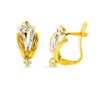 Boucled’oreille Bandes lisses en or bicolore 9 carats avec détails en zircone