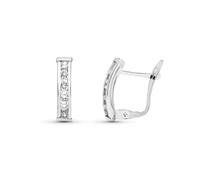 Boucled’oreille Barre verticale en or blanc 9 carats de 14 mm avec zircones cubiques