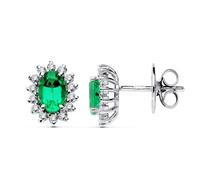 Boucled’oreille Blanc émeraude en or 18 carats 0.78ct 0.28ct brillant [AB8841]