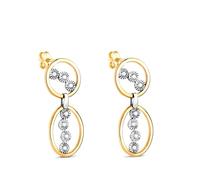 Boucled’oreille Boucles d'oreilles longues bicolores en or 18 carats, 25 mm. Deux créoles ajourées ornées de zirconiums cubiques.