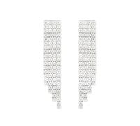 Boucled’oreille Boucles d'oreilles longues en argent sterling 925, 41 cm de long, avec des pierres de zircone cubique de 2 mm et des fermoirs à griffes.