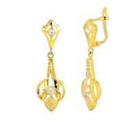 Boucled’oreille Boucles d'oreilles longues en or 18 carats à maillons cuplaqués ornées de zirconiums cubiques