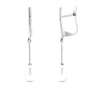 Boucled’oreille Boucles d'oreilles longues en or blanc 18 carats avec une perle en forme de poire de 30 mm.