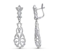Boucled’oreille Boucles d'oreilles longues en or blanc 18 carats avec zirconiums cubiques