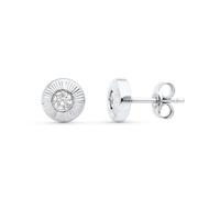 Boucled’oreille Boucles d'oreilles rondes de 6 mm en or blanc 18 carats avec un zircon cubique central.