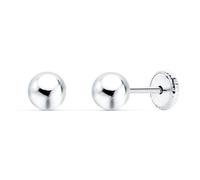 Boucled’oreille boule lisse or blanc 18 carats de 5 mm. écrou de blocage