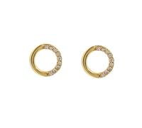 Boucled’oreille Breloque Karma en argent sterling 925 plaqué or de 9 mm avec pierres micro-serties