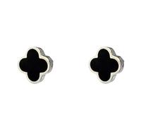 Boucled’oreille Breloque trèfle en argent sterling 925 de 7 mm avec nacre noire