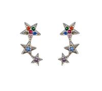 Boucled’oreille En argent sterling 925, étoiles de 17 mm avec zircons de couleurs et de tailles mixtes