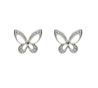 Boucled’oreille En argent sterling 925, forme papillon de 13 mm avec zircons micro-sertis