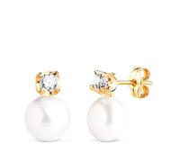 Boucled’oreille En or 18 carats, 12 mm. Perle « You and I » associée à des oxydes de zirconium.