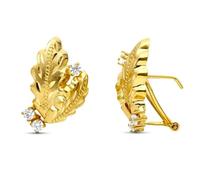 Boucled’oreille En or 18 carats, 20 mm, deux feuilles à facettes ornées de zirconiums cubiques.