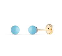 Boucled’oreille en or 18 carats avec une pierre turquoise de 4 mm.