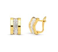 Boucled’oreille En or 9 carats avec 12 mm et trois bandes lisses combinées avec des zircons