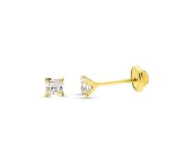 Boucled’oreille en or 9 carats avec zircone carrée de 3 mm.