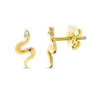 Boucled’oreille En or 9 carats, il présente une forme de serpent lisse de 10 mm avec un détail en zircone dans l'œil.