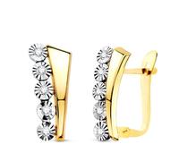Boucled’oreille En or bicolore 18 carats, 14 mm, avec des détails ronds sculptés en zircone cubique.
