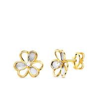 Boucled’oreille En or bicolore 18 carats, 8 mm, en forme de fleur avec détails en oxyde de zirconium.
