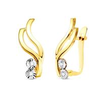 Boucled’oreille en or bicolore 18 carats avec des anneaux ondulés en zircon de 16 mm