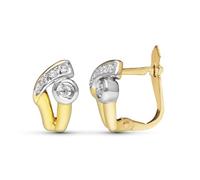 Boucled’oreille En or bicolore 9 carats avec bandes ajourées lisses de 10 mm et détails en zircone