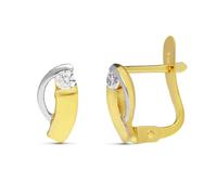 Boucled’oreille En or bicolore 9 carats avec bandes combinées de 10 mm et zircone