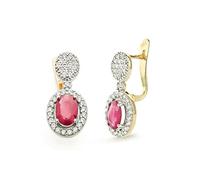 Boucled’oreille En or bicolore 9 carats avec un rubis fin de 0,96 ct, associé à un oxyde de zirconium