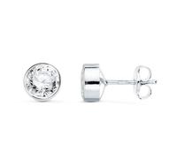 Boucled’oreille En or blanc 18 carats avec des sertissages en oxyde de zirconium ronds de 5 mm