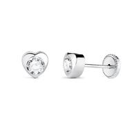 Boucled’oreille En or blanc 18 carats avec un zircon cubique en forme de cœur de 5 mm