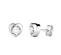 Boucled’oreille En or blanc 18 carats avec un zircon cubique en forme de cœur de 6 mm