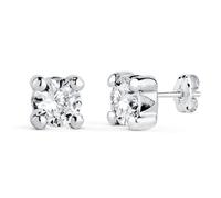 Boucled’oreille en or blanc 18 carats avec un zircon cubique rond de 6 mm et quatre griffes