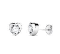Boucled’oreille En or blanc 18 carats, avec une forme de cœur de 6 mm et un zircon cubique central