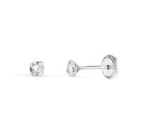 Boucled’oreille en or blanc 18 carats avec zircon cubique de 3 mm et quatre griffes