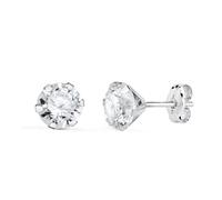 Boucled’oreille en or blanc 18 carats avec zircon cubique de 6 mm et six griffes