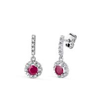 Boucled’oreille En or blanc 18 carats, d'un diamètre de 18 mm, orné d'un ru e 4 mm pesant 0,56 ct et de zircone cubique.
