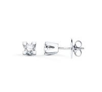 Boucled’oreille Fille en or blanc 18 carats 4 mm. diamant 0,10ct.