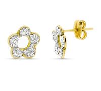 Boucled’oreille Fleur ajourée en or 9 carats de 9 mm avec zircons