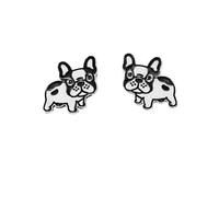 Boucled’oreille Loi 8 mm 925m chiot d'argent. détail de bouledogue speck pression de fermeture lisse