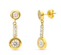 Boucled’oreille Longue bague bicorps en or 9 carats de 22 mm avec zircons