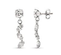 Boucled’oreille Longue bague en or blanc 9 carats avec 20 mm et zircons