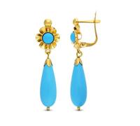 Boucled’oreille Longues boucles d'oreilles en or 18 carats avec un pendentif en forme de larme turquoise