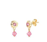 Boucled’oreille Maillons cuplaqués en or 18 carats, 14 mm, avec zircones cubiques roses