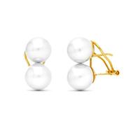 Boucled’oreille Or 18 carats avec deux perles synthétiques de 9 mm.
