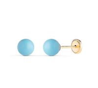 Boucled’oreille Or 18 carats avec turquoise en 6 mm.