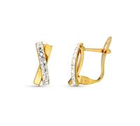 Boucled’oreille Or 9 carats avec bandes croisées de 11 mm et zircons