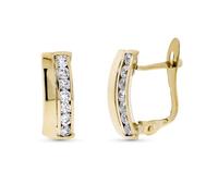 Boucled’oreille Or 9 carats de 14 mm avec deux bandes de zircones lisses