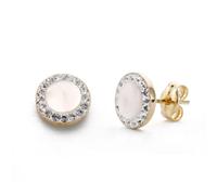 Boucled’oreille Or 9 carats, rond de 7 mm, avec nacre et zircons